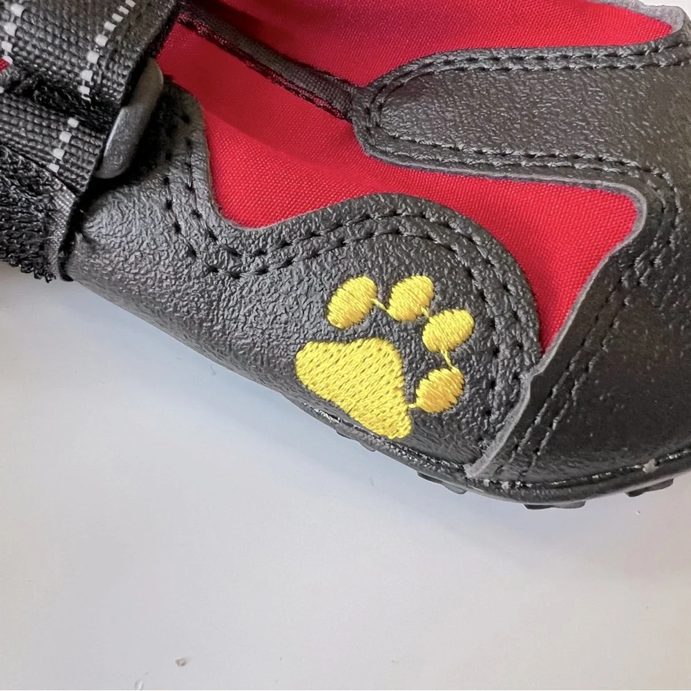 4pcs/Set Red/Black Dog Reflective Warm Rain Pets Booties Socks Shoes M Sz 5 SOOL
